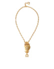 Gold Brass Chain Sacred Heart Crystal Charm Necklace