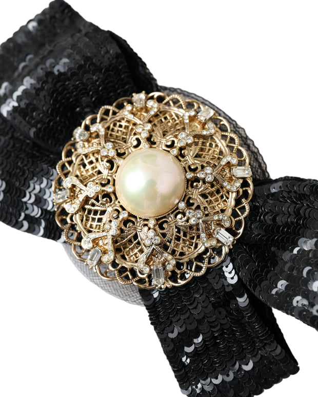 Black Sequin Pearl Handmade Brooch Hair Pin