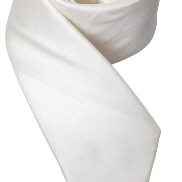 White Solid 100% Silk Adjustable Tie