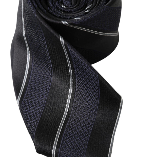 Black White Stripes Silk Adjustable Tie