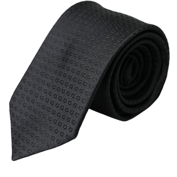 Black STAFF Patterned Cotton Adjustable Men Tie