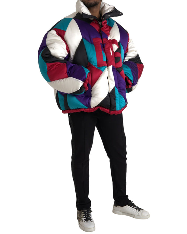 Multicolor Logo Windbreaker Puffer Jacket
