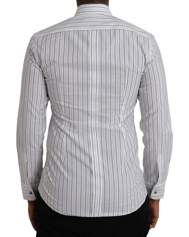 Black White Striped Formal Dress GOLD Shirt