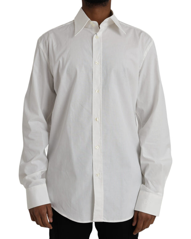 White Cotton Dress Slim Fit GOLD Shirt