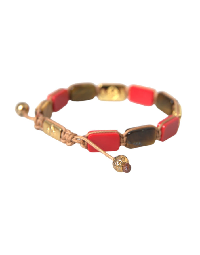 CZ Tiger Eye Red Coral 925 Silver Men Bracelet