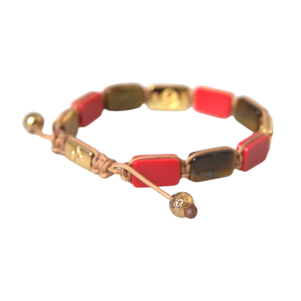 CZ Tiger Eye Red Coral 925 Silver Men Bracelet