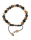 CZ Ball Tiger Eye Stone Copper Beaded Men Bracelet