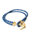 Blue Gold Anchor 925 Silver Charm Bracelet Mens