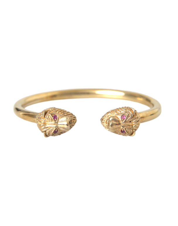 Gold CZ Lion Bangle Bracelet Women