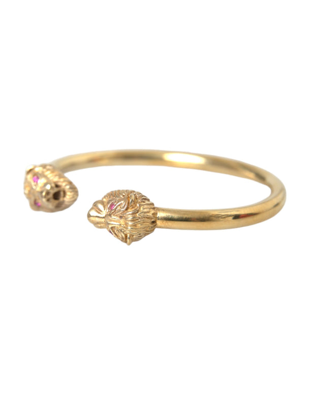 Gold CZ Lion Bangle Bracelet Women