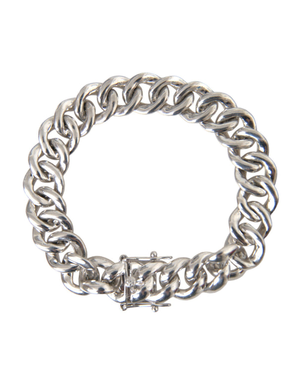 Solid Heavy Curb Link 925 Sterling Silver Bracelet Men