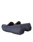 Blue Calf Leather Slip On Moccasin Shoes