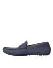 Blue Calf Leather Slip On Moccasin Shoes