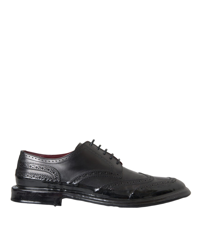 Black Leather Oxford Wingtip Formal Men Shoes