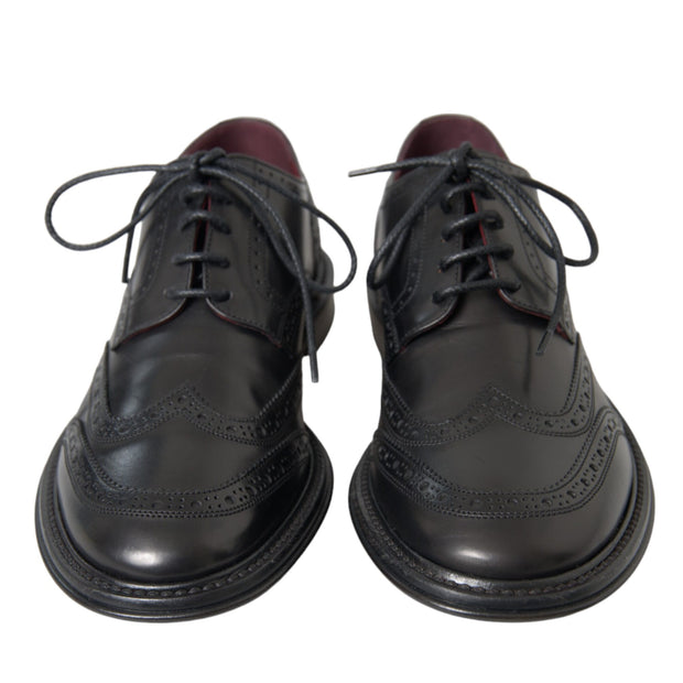 Black Leather Oxford Wingtip Formal Men Shoes