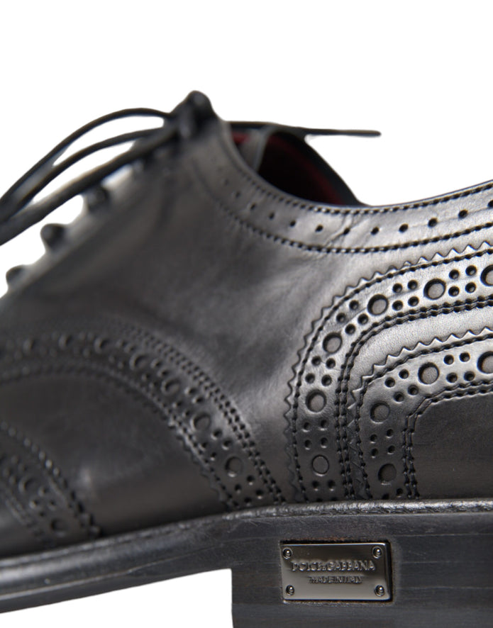 Black Leather Oxford Wingtip Formal Men Shoes