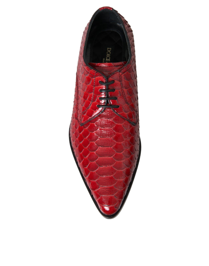 Red Textured Varnished Derby Men Formal Shoes