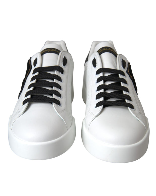 White Leather DG Logo Casual Low Top Sneakers Shoes