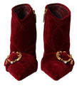 Dark Red Velvet Devotion Buckle Boots Shoes
