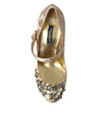 Gold Jacquard Crystal Mary Janes Pumps Shoes