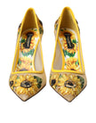 Yellow Sunflower Mesh Heels Pumps Shoes