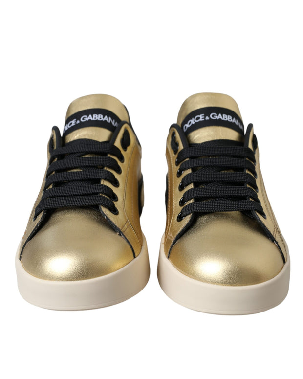 Gold Portofino Calf Leather Sneakers Women Shoes