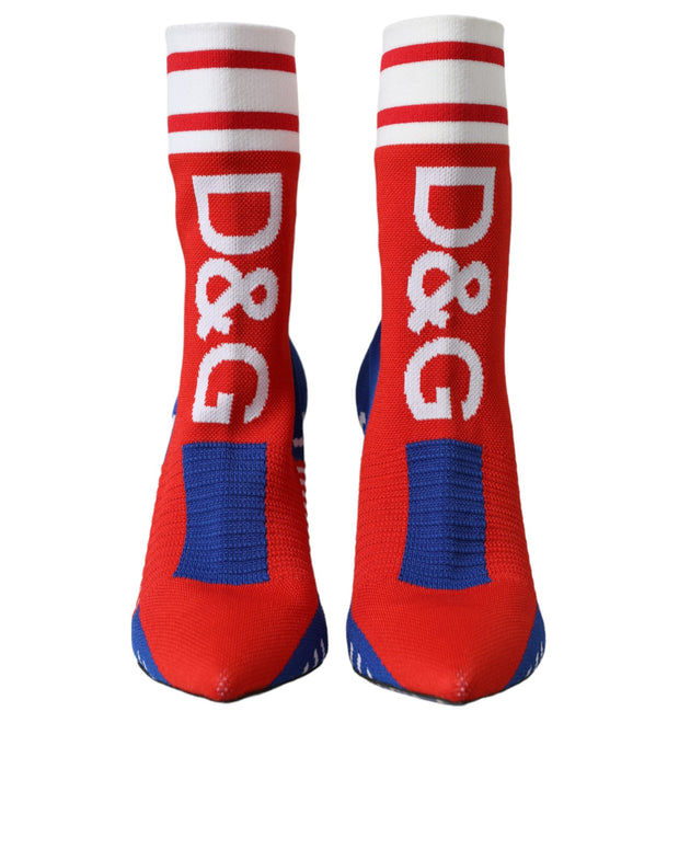 Red Blue Stretch Sock Style Short Boots Logo Shoes