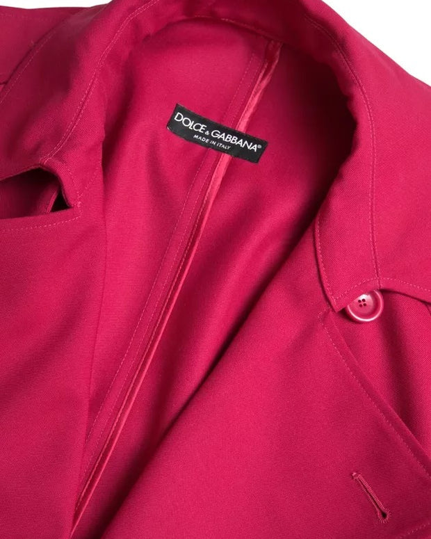 Dark Pink Double Breasted Trench Coat Jacket
