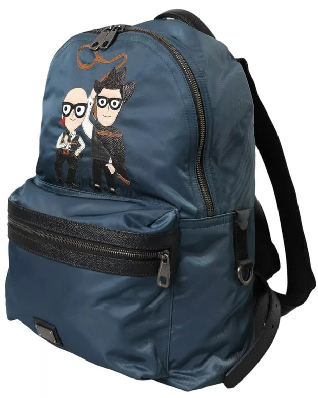 Blue Nylon #DGFamily Patch Men Backpack Bag