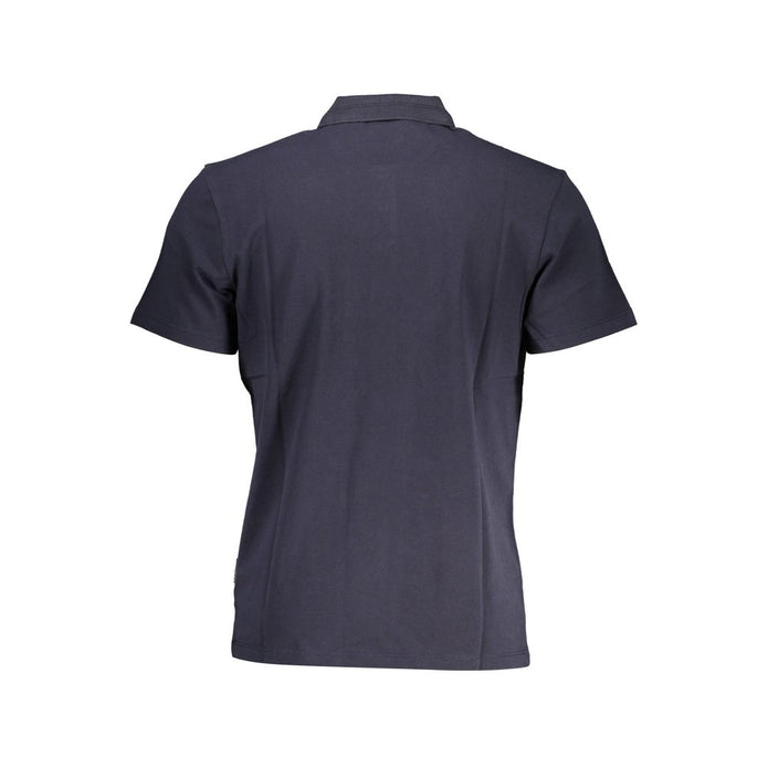 Blue Cotton Men Polo