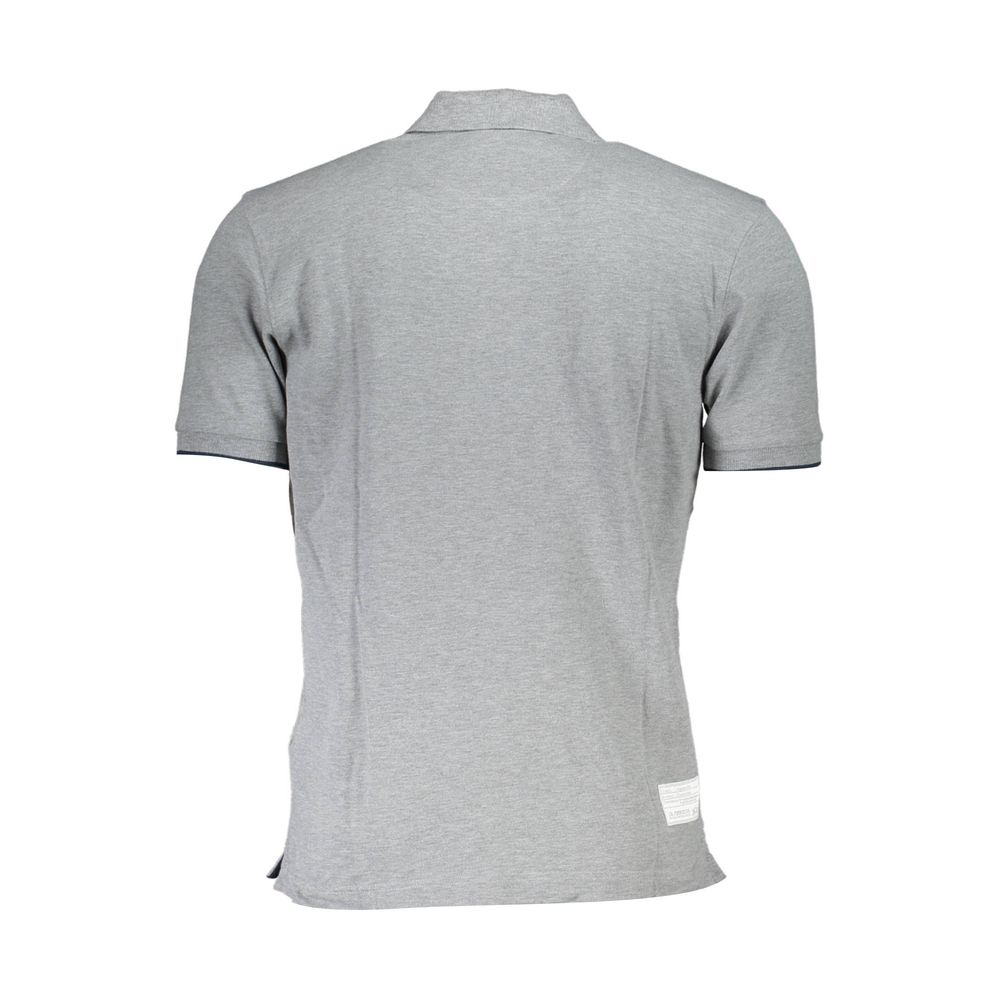 Gray Cotton Men Polo Shirt