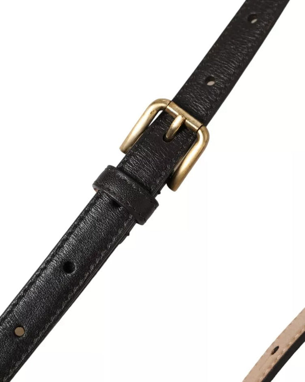 Dark Brown Leather Gold Metal Buckle Women Belt