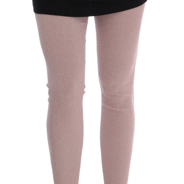 Elegant Pink Mid-Waist Stretch Pants