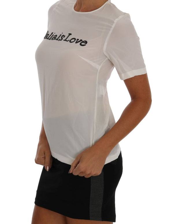 White Silk ITALIA IS LOVE Blouse T-shirt