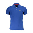 Blue Cotton Men Polo Shirt