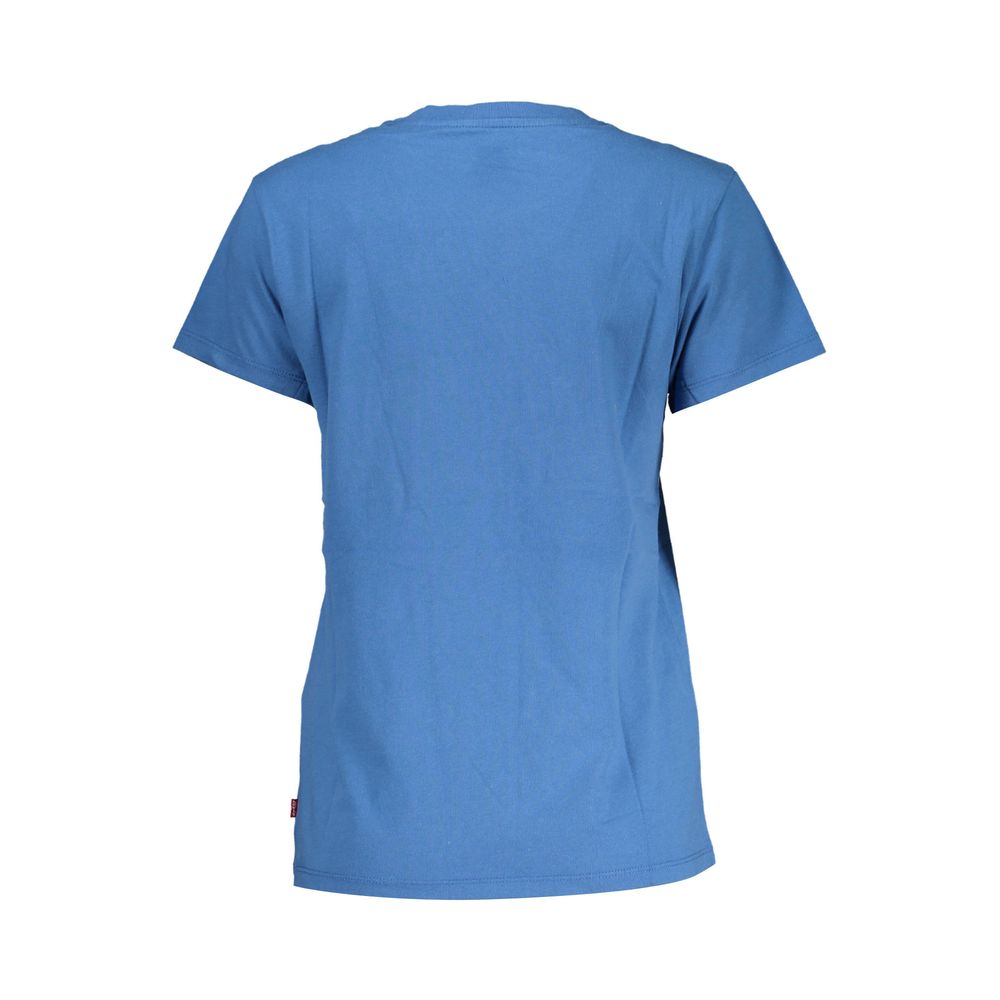 Blue Cotton Women T-Shirt