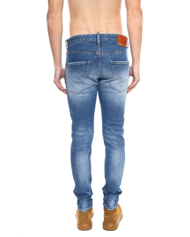 Blue Cotton Men's Distressed Jean