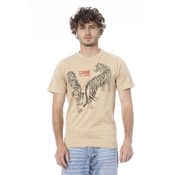 Beige Cotton Men T-Shirt