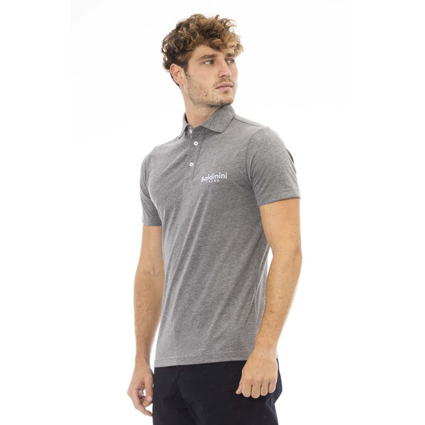 Gray Cotton Men Polo