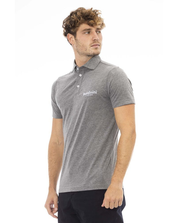 Gray Cotton Men Polo