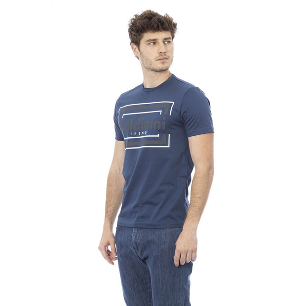 Blue Cotton Men T-Shirt