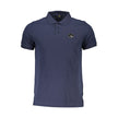 Blue Cotton Men Polo Shirt