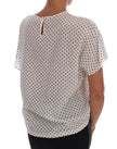 White Polka Dotted Silk T-shirt Top