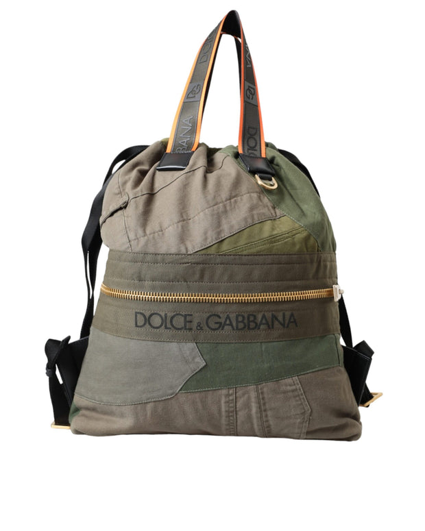 Military Green Patchwork Rucksack Backpack Bag