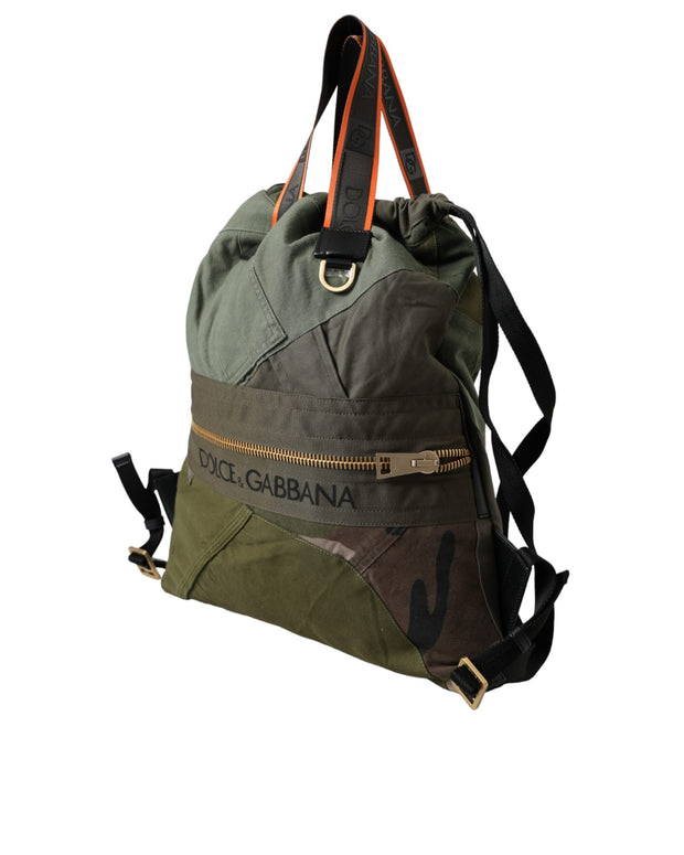 Military Green Patchwork Rucksack Backpack Bag