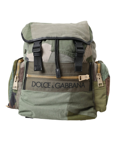 Military Green Patchwork Rucksack Backpack Bag