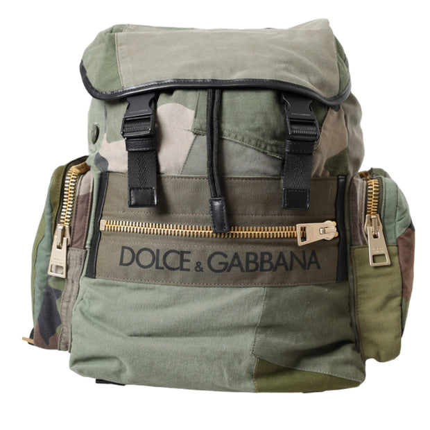 Military Green Patchwork Rucksack Backpack Bag