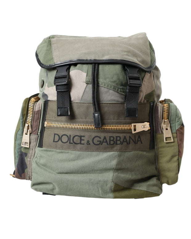 Military Green Patchwork Rucksack Backpack Bag