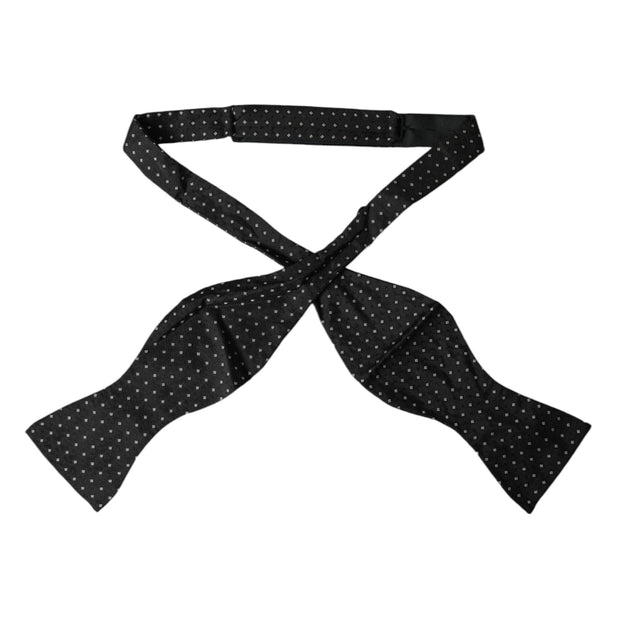 Black Silk Polka Dot Slim Skinny Necktie Men Bow Tie