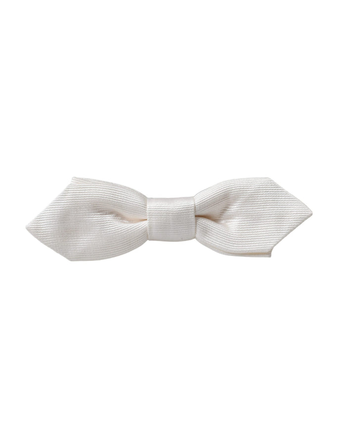 White Silk Adjustable Neck Men Papillon Bow Tie